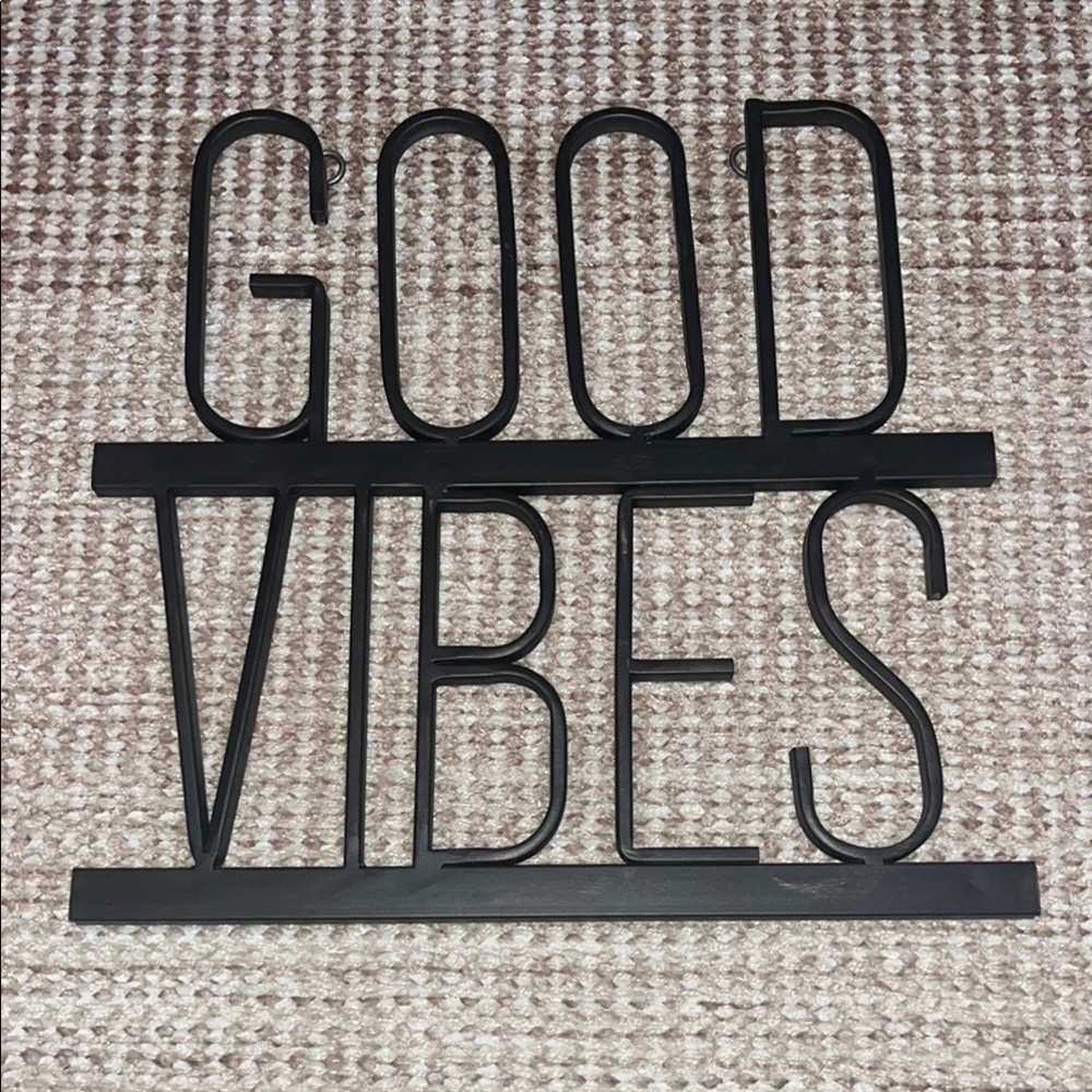Black Metal Wall Decor Sign - Good Vibes